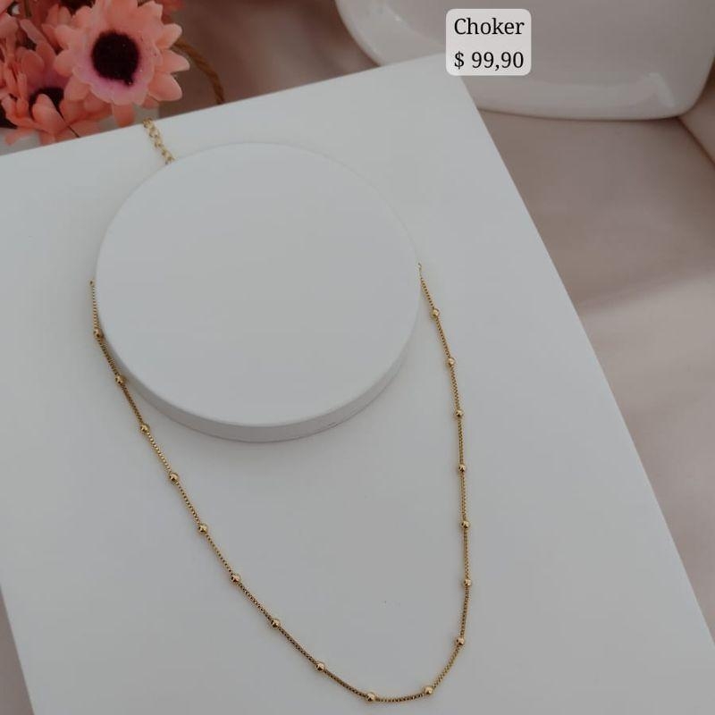 CHOKER VENEZIANA COM MINI ESFERAS AO REDOR