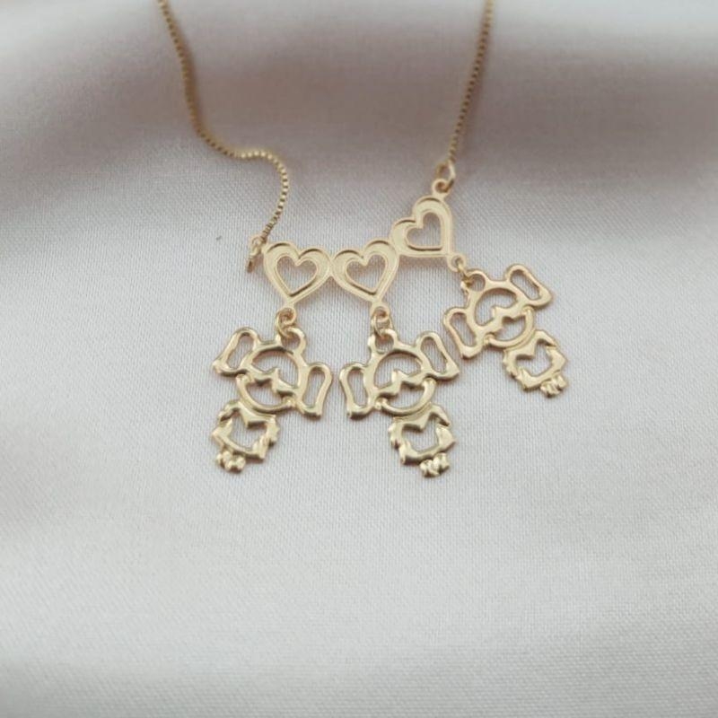 COLAR CANGA COM 3 MENINAS LISO VAZADO FILHOS