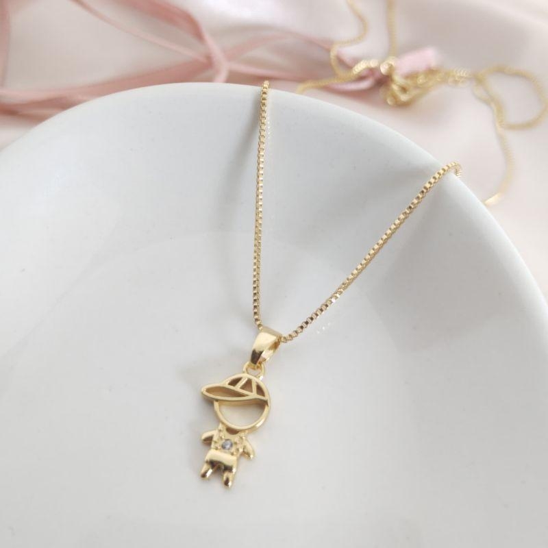 COLAR COM PINGENTE DE MENINO COM UM PONTO DE LUZ FILHOS