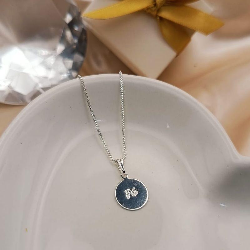 COLAR COM PLACA FE REDONDA LISA