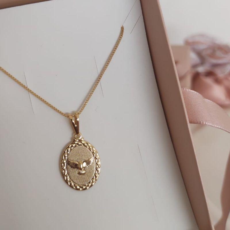 COLAR ESPÍRITO SANTO COM PLACA OVAL FOSCA