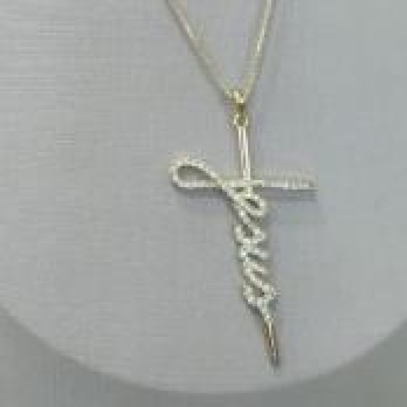 COLAR VENESIANA PINGENTE JESUS CRAVEJADO ZIRCONIA