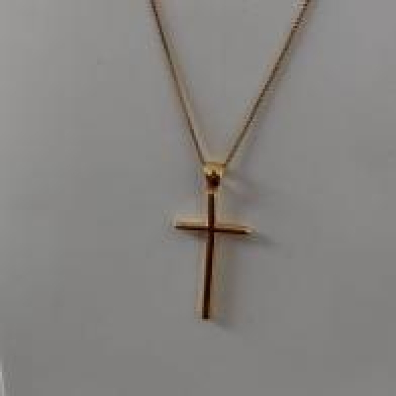 COLAR VENEZIANA PINGENTE CRUZ LISA 35MM