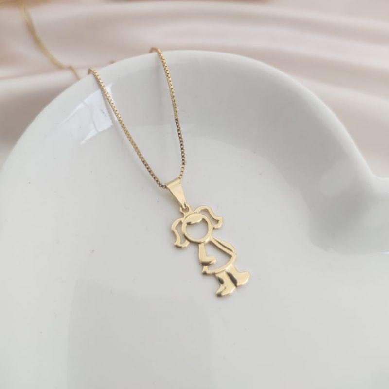 COLAR VENEZIANA PINGENTE MENINA VAZADA FILHOS