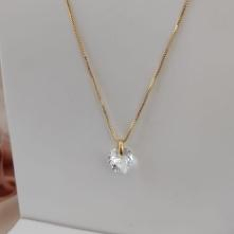COLAR VENEZIANA PINGENTE PEDRA DE CORAÇÃO ZIRCONIA