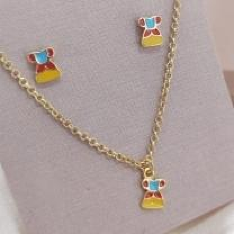 CONJUNTO INFANTIL RESINADO ELO PORTUGUES VESTIDO