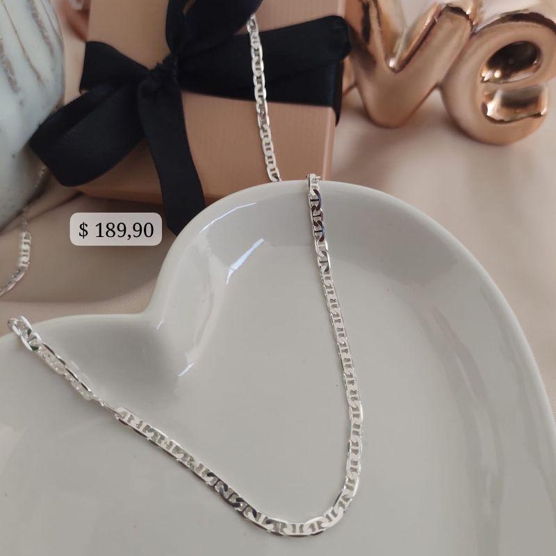 CORRENTE MASCULINA INSPIRAÇÃO GUCCI B. PRATA 925