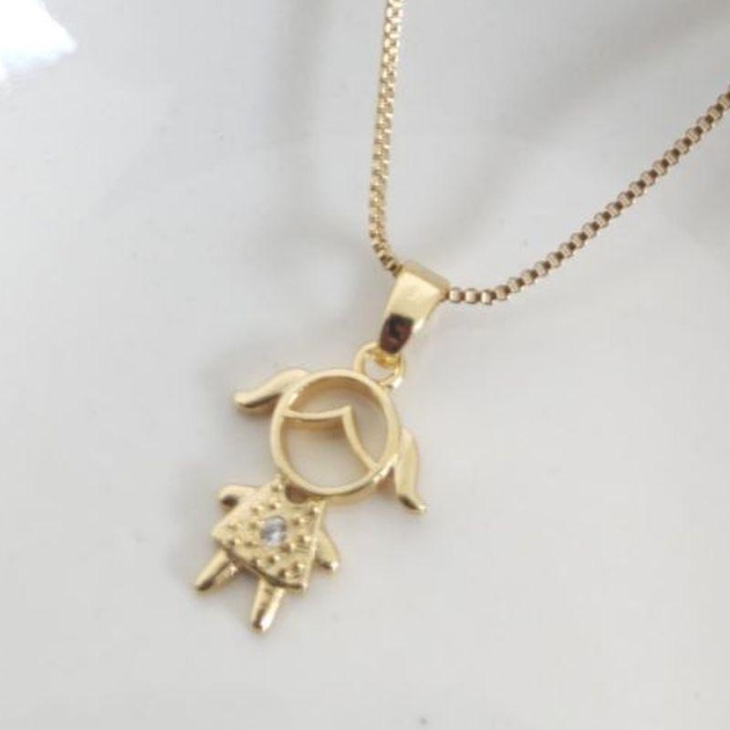 PINGENTE MENINA COM PONTO DE LUZ ZIRCONIA FILHOS