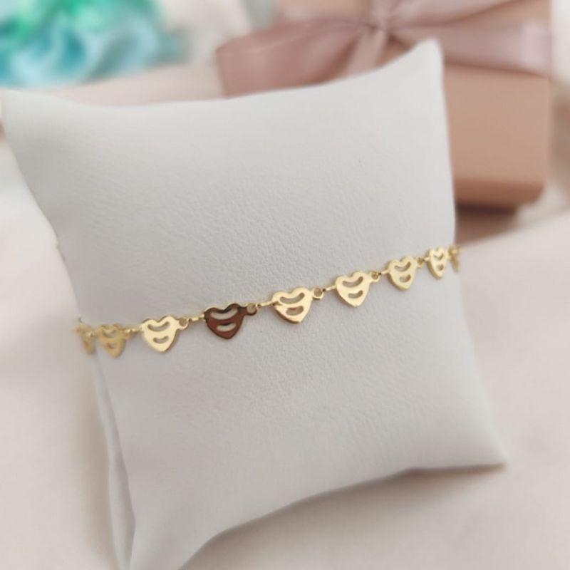 PULSEIRA DE CORAÇOES COM 2 LINHAS VAZADAS