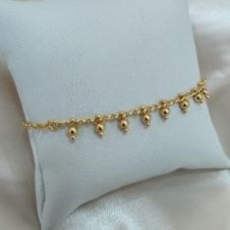 PULSEIRA ELO PORTUGUES COM ESFERAS PENDURADAS