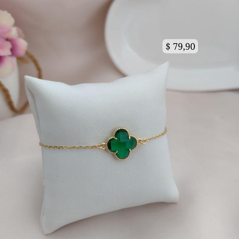 PULSEIRA ELO PORTUGUES COM TREVO VERDE