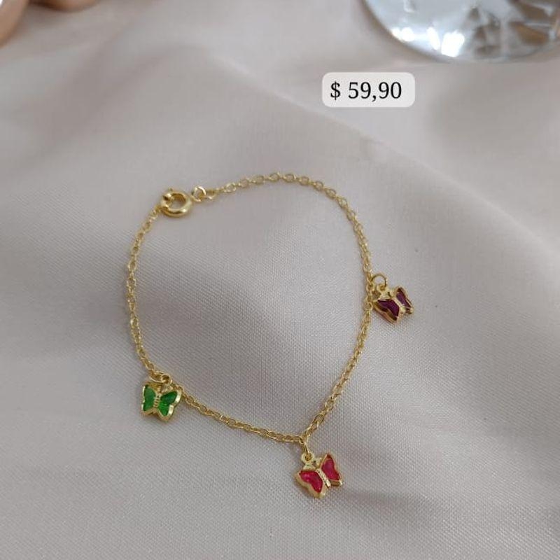 PULSEIRA INFANTIL E BORBOLETAS COLORIDAS