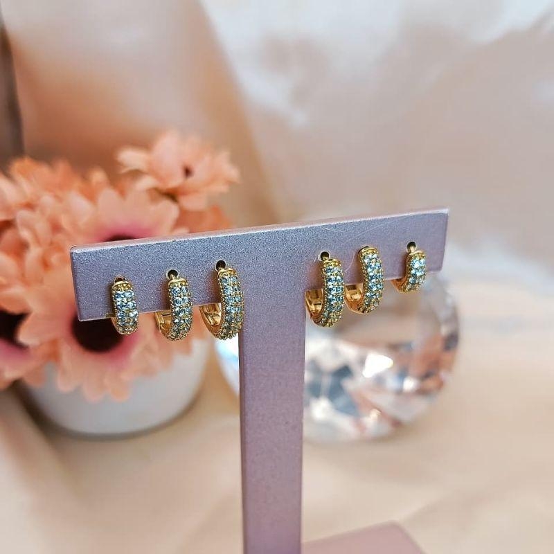 BRINCO TRIO COM DUAS FILAS CRAVEJADA EM MICRO ZIRCONIA