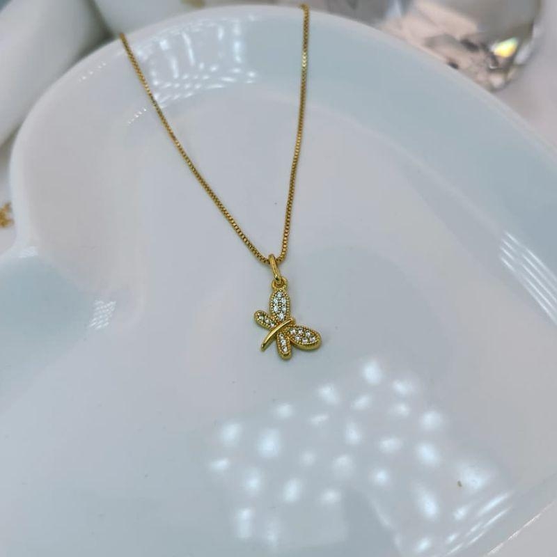 COLAR COM PINGENTE DE LIBELULA COM MICRO ZIRCONIA