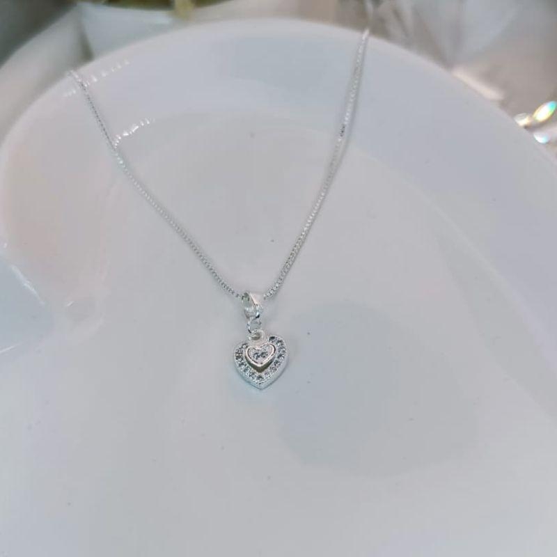 COLAR CORAÇÃO DUPLO COM MICRO ZIRCONIA