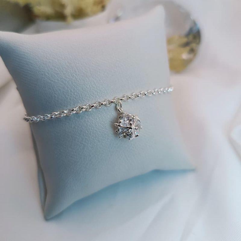 PULSEIRA COM PINGENTE BOLA DE ZIRCONIA