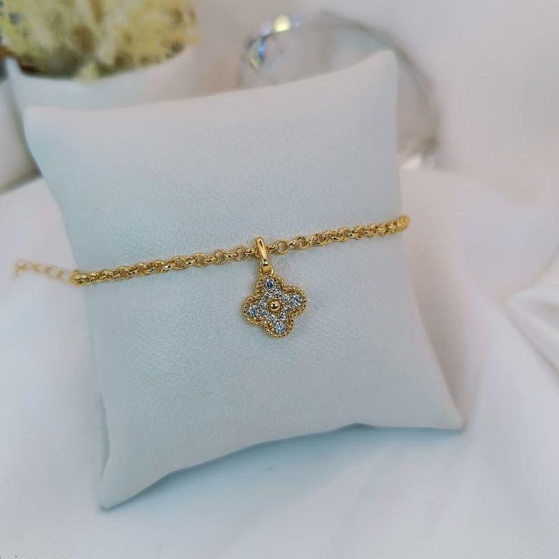 PULSEIRA DE FLOR DE QUATRO FOLHAS COM ZIRCONIA