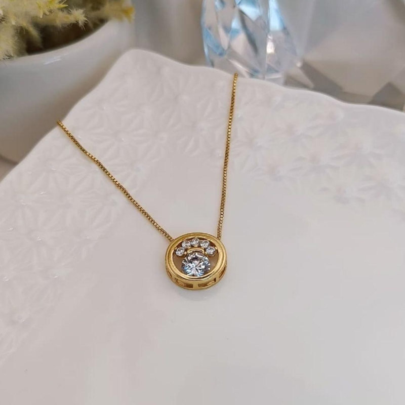 COLAR DE  PATINHA CRAVEJADO EM MICRO ZIRCONIA