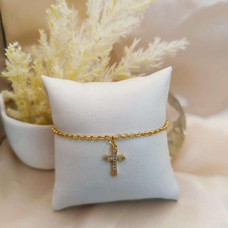 PULSEIRA CRUZ CRAVEJADAO EM MICRO ZIRCONIA
