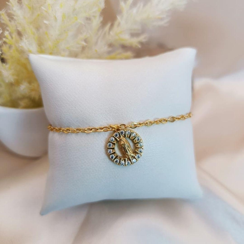 PULSEIRA NOSSA SENHORA CRAVEJADO EM MICRO ZIRCONIA