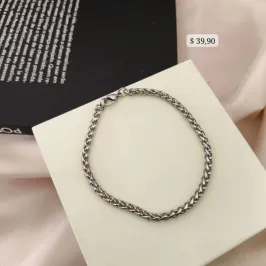 PULSEIRA EM AÇO ELO TRANÇADO TORCIDO PULSEIRA EM AÇO ELO TRANÇADO TORCIDO