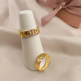 ANEL 2 EM 1 COM INSPIRAÇÃO GUCCI E APARADOR  CRAVEJADO EM MICRO ZIRCONIA ANEL 2 EM 1 COM INSPIRAÇÃO GUCCI E APARADOR  CRAVEJADO EM MICRO ZIRCONIA