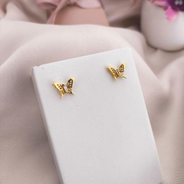 BRINCO BORBOLETA COM ASAS VAZADOS E  CRAVEJADO COM PEDRAS DE ZIRCONIA NO MEIO BRINCO BORBOLETA COM ASAS VAZADOS E  CRAVEJADO COM PEDRAS DE ZIRCONIA NO MEIO