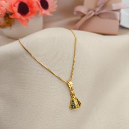 COLAR NOSSA SENHORA APARECIDA CRAVEJADO COM MICRO ZIRCONIA AZUL COLAR NOSSA SENHORA APARECIDA CRAVEJADO COM MICRO ZIRCONIA AZUL