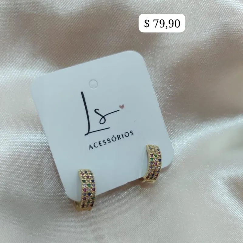 BRINCO ARGOLA 11MM ZIRCONIA COLORIDA CHATA