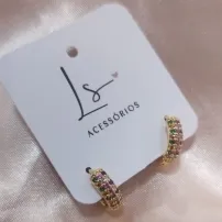 BRINCO ARGOLA 14MM ZIRCONIA COLORIDA