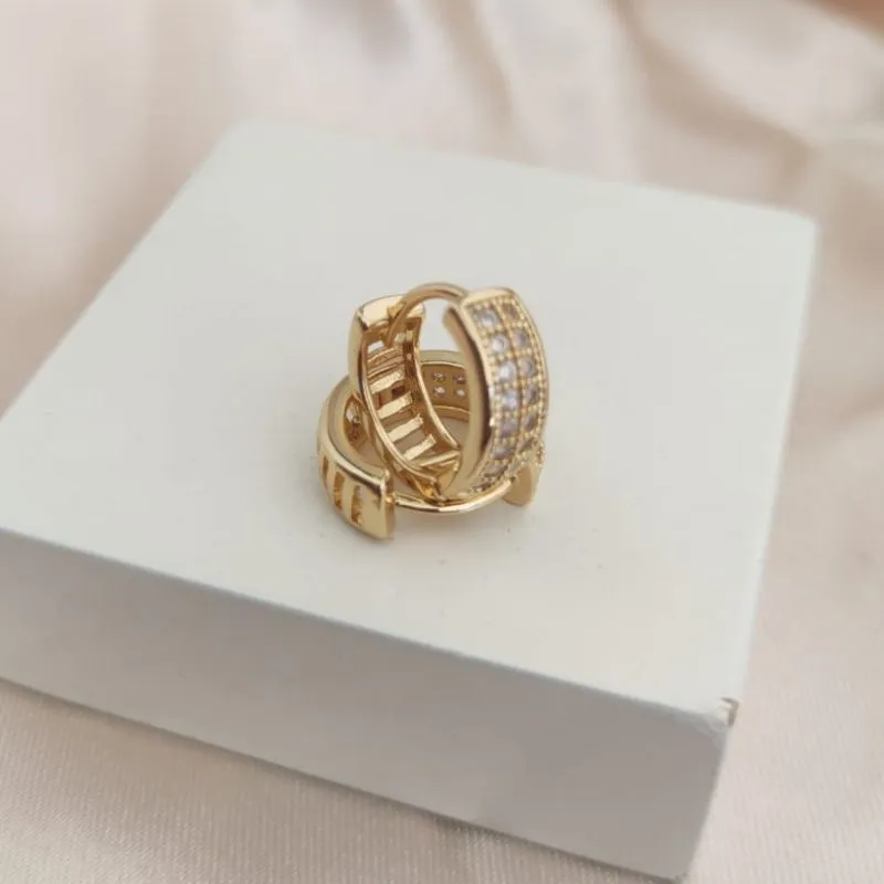 BRINCO ARGOLA COM 2 FILA DE ZIRCONIA 14mm BRINCO ARGOLA COM 2 FILA DE ZIRCONIA 14mm