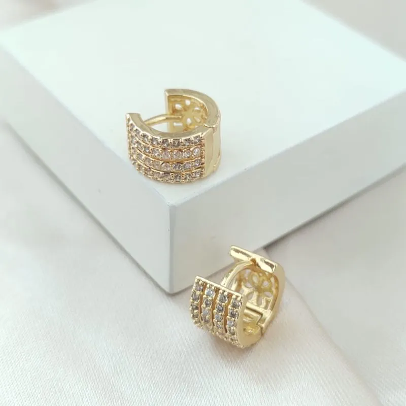 BRINCO ARGOLA COM 4 FILAS DE ZIRCONIA SEPARADAS