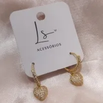 BRINCO ARGOLA COM CORAÇÃO ZIRCONIA CRAVEJADO BRINCO ARGOLA COM CORAÇÃO ZIRCONIA CRAVEJADO