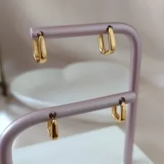 BRINCO ARGOLA DUPLA QUADRADA LISA