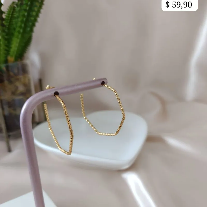 BRINCO ARGOLA HEXÁGONO FOSCO 35MM