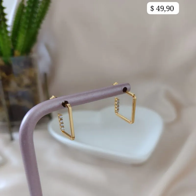 BRINCO ARGOLA QUADRADA ZIRCONIA ATRÁS BRINCO ARGOLA QUADRADA ZIRCONIA ATRÁS