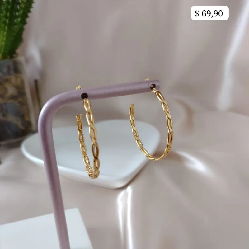 BRINCO ARGOLA TRANÇA CHATADA 35MM BRINCO ARGOLA TRANÇA CHATADA 35MM