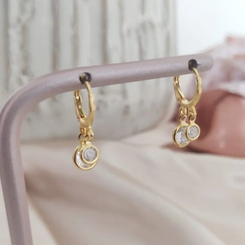 BRINCO ARTICULADOR 2 PEDRAS ZIRCONIA REDONDA BRINCO ARTICULADOR 2 PEDRAS ZIRCONIA REDONDA