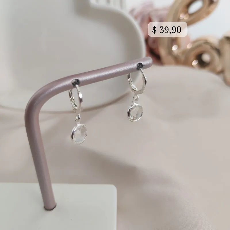 BRINCO ARTICULADOR COM PEDRA REDONDA G EM ZIRCONIA B. PRATA 925