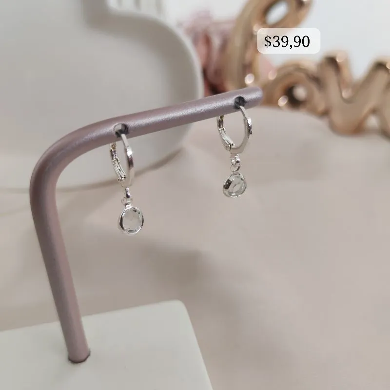 BRINCO ARTICULADOR COM PEDRA REDONDA M EM ZIRCONIA B. PRATA 925