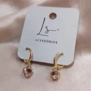 BRINCO ARTICULADOR CORAÇÃO ZIRCONIA ROSA BRINCO ARTICULADOR CORAÇÃO ZIRCONIA ROSA