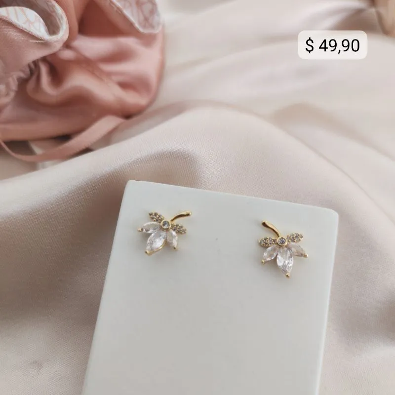 BRINCO CACHO DE FLOR CRAVEJADO EM MICRO ZIRCONIA BRINCO CACHO DE FLOR CRAVEJADO EM MICRO ZIRCONIA