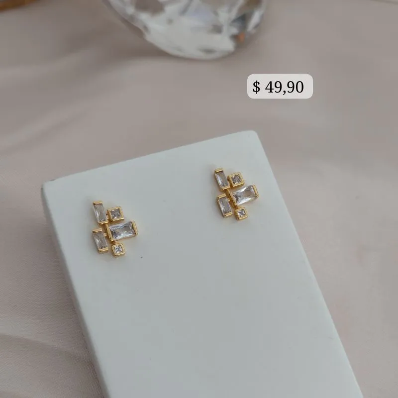 BRINCO COM FORMAS RETANGULAR E QUADRADA E PEDRAS DE ZIRCONIA