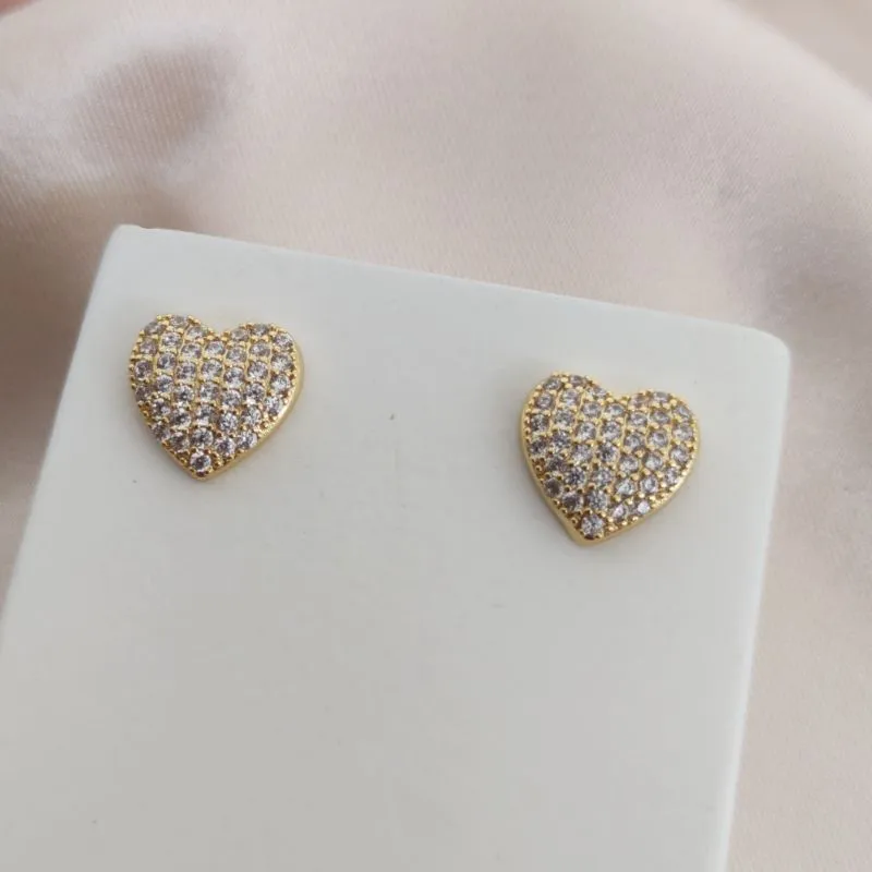 BRINCO DE CORAÇÃO CRAVEJADO EM MICRO ZIRCONIA 12MM BRINCO DE CORAÇÃO CRAVEJADO EM MICRO ZIRCONIA 12MM