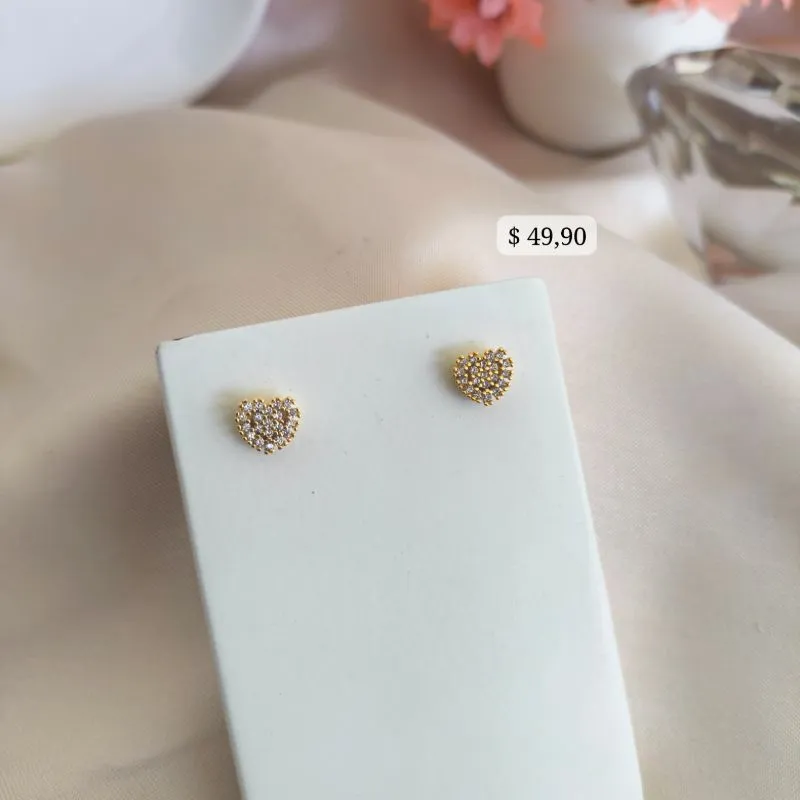 BRINCO DE CORAÇÃO UM DENTRO DO OUTRO TODO CRAVEJADO EM MICRO ZIRCONIA