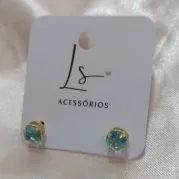 BRINCO DE ZIRCONIA TURQUESA GALERIA IMPORTADA 6MM BRINCO DE ZIRCONIA TURQUESA GALERIA IMPORTADA 6MM