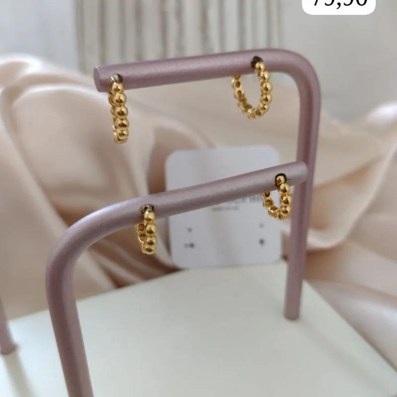 BRINCO DUPLO ARGOLA MINI ESFERAS BRINCO DUPLO ARGOLA MINI ESFERAS