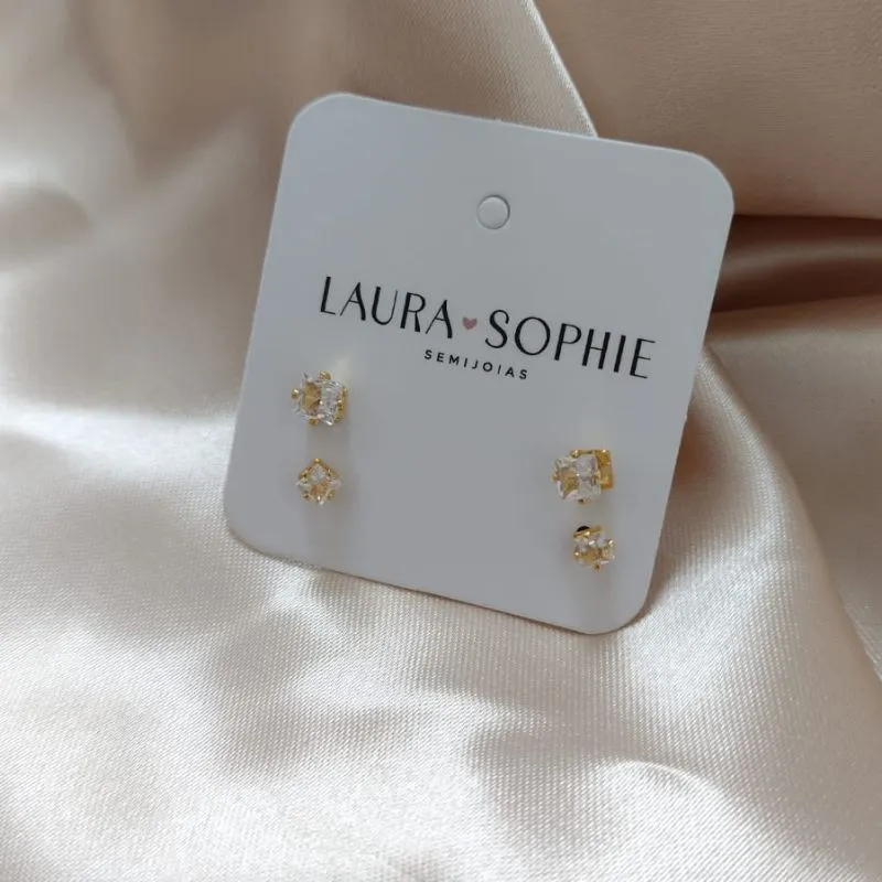 BRINCO DUPLO QUADRADO PEDRA ZIRCONIA BRINCO DUPLO QUADRADO PEDRA ZIRCONIA