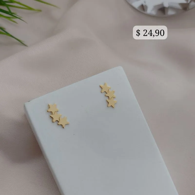 BRINCO EARCUFF 3 ESTRELAS CHAPINHA LISA BRINCO EARCUFF 3 ESTRELAS CHAPINHA LISA