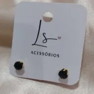 BRINCO PEDRA PRETA REDONDA